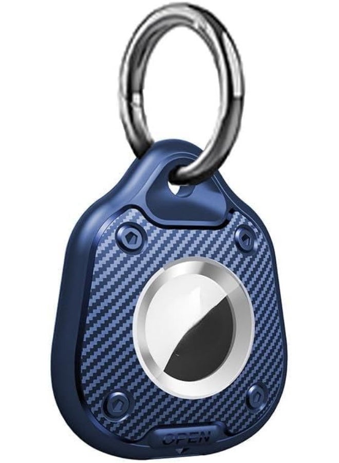 Ecosystem Waterproof Case for AirTags with Wire Cable, IP67 Secure Lock Keychain Holder, 360° Hard Protective Cover for Key Ring, Car, Luggage (Blue With Ring) - Image 1